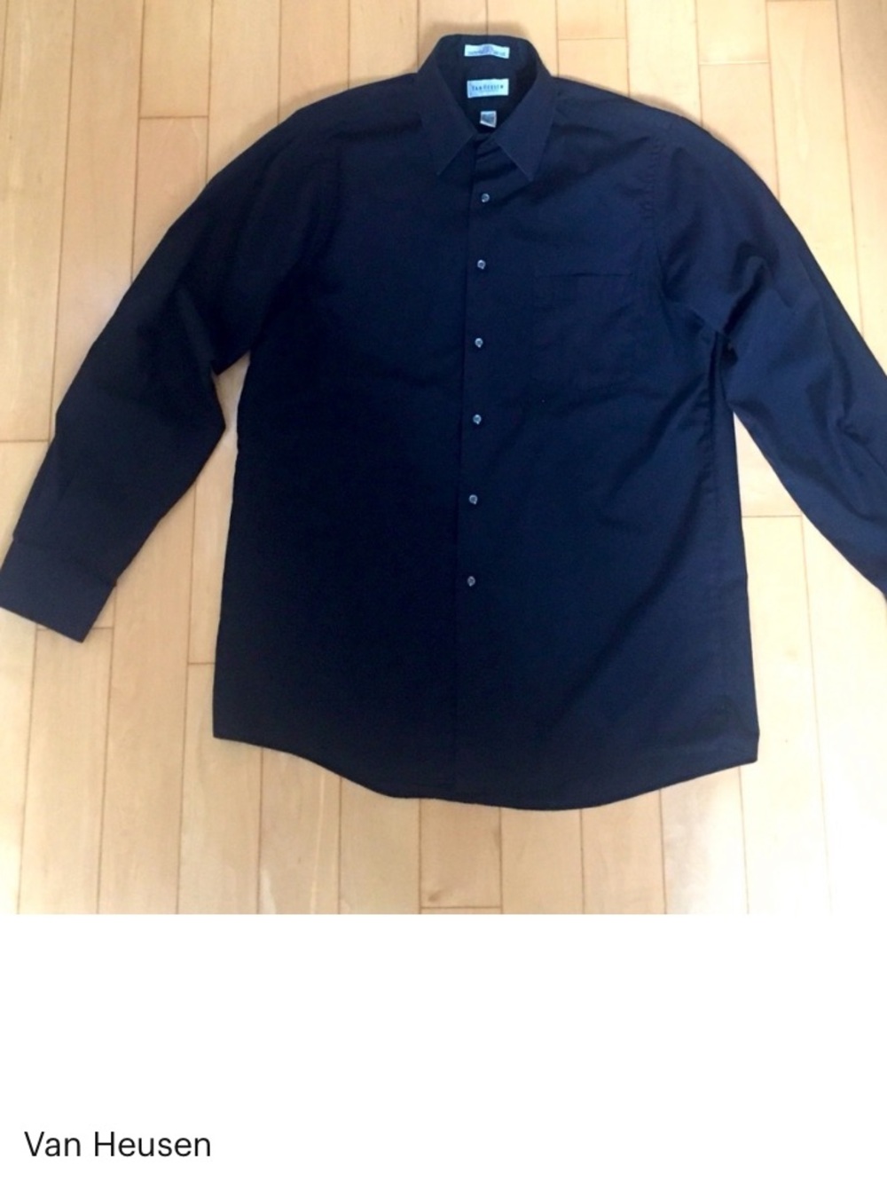 VanHeusen Black Dress Shirt Men 15.5 34/35 Regular Fit ButtonDown (bundle 3/$30)